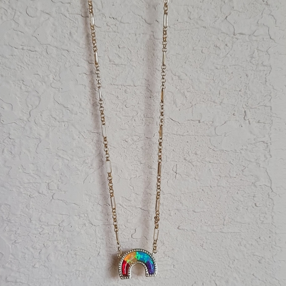 NWT KENDRA SCOTT KYOCERA OPAL RAINBOW NECKLACE IN GOLD PRIMARY RED YELLOW PURPLE - Picture 6 of 9